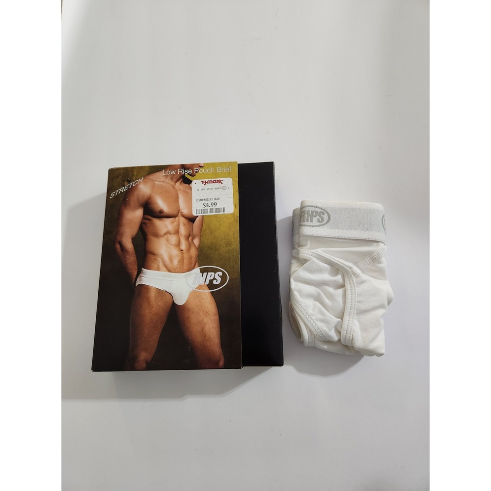 RIPS Low Rise Pouch Brief White Vintage 90s Y2k 2000s Stretch Cotton Small